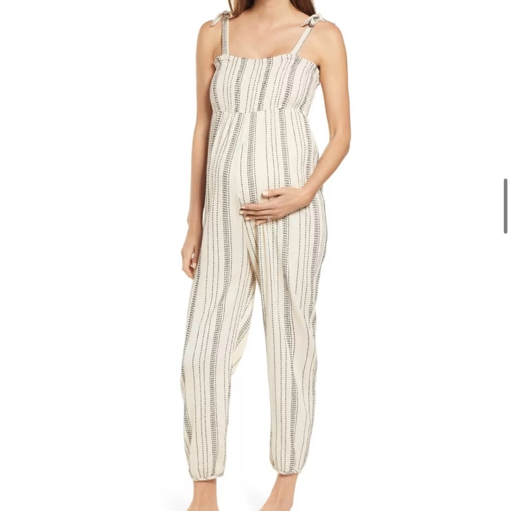 Hatch Cream and Black Striped Jumpsuit